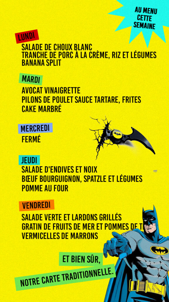 Carte du jour L'Imprimerie Fontenais